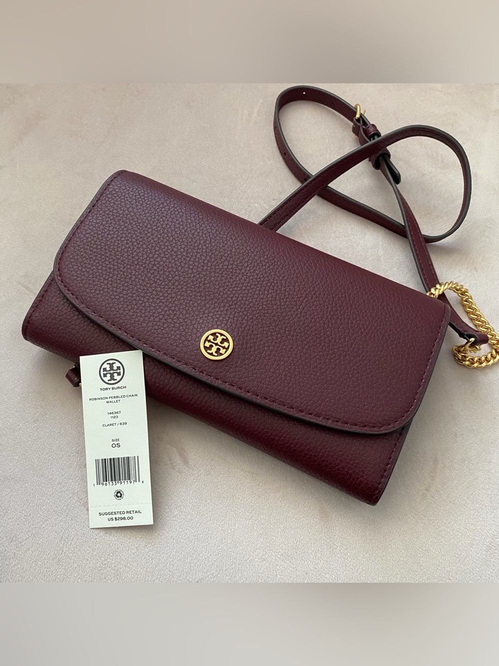 NWT Tory Burch Robinson Pebbled Leather Crossbody Bag